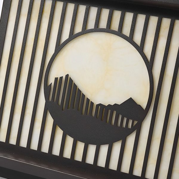 Retro Mountain Scenery LED Waterproof Black Modern Solar Pillar Lamp - Image 9