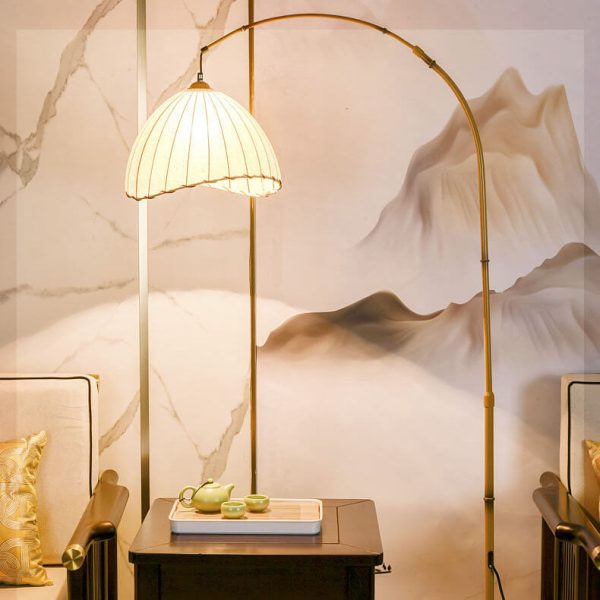 Vintage Fabric Marble Fishing Imitation Bamboo Rod 1-Light Standing Floor Lamp - Image 16