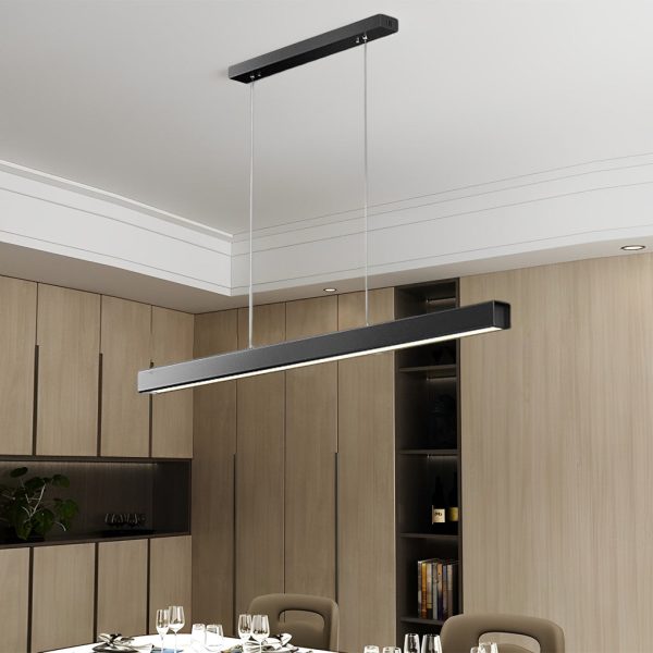 Minimalist Strip Stepless Dimming LED Black Modern Chandelier Pendant Lights - Image 7