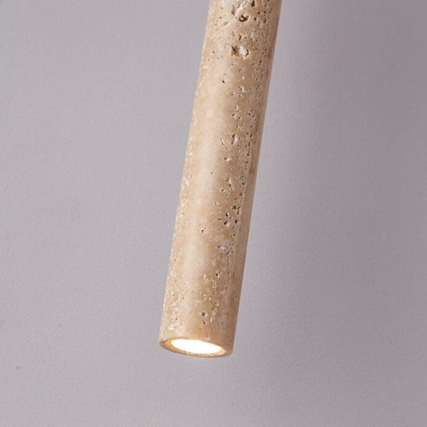 Japanese Wabi Sabi Yellow Travertine Cylinder 1-Light Pendant Light - Image 8