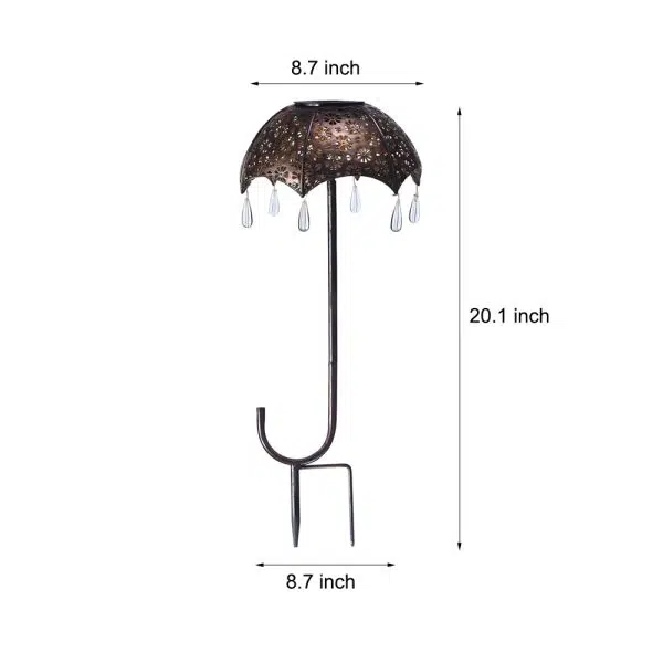 Retro Iron Hollow Umbrella Raindrops Waterproof Modern Solar Lawn Lights - Image 8