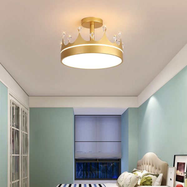Cartoon Creative Crown LED Kids Semi-Flush Mount Ceiling Light - Image 4