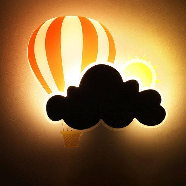 Contemporary Creative Kids Hot Air Balloon Clouds Iron Acrylic LED Wall Sconce Lamp For Bedroom - Image 14