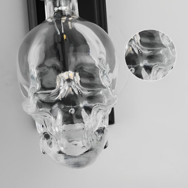 Retro Glass Skull Head LED Black Industrial Style Decorative Wall Lamp - Image 10