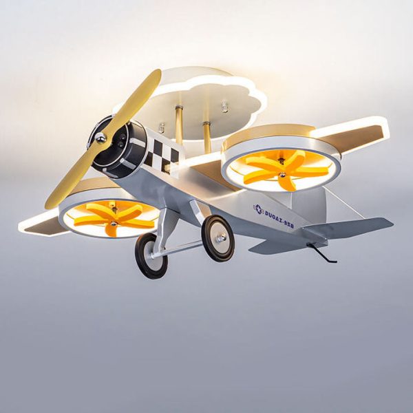 Creative Cartoon Airplane Iron Acrylic LED Kids Semi-Flush Mount Ceiling Light - Image 4