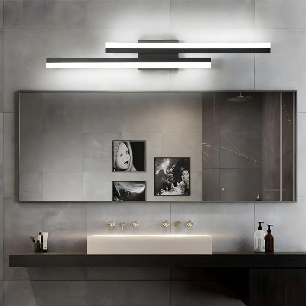 Modern 2-Light Linear LED Wall Lamp with 3-Step Dimming - Black/Gold Wall Sconce - Image 3