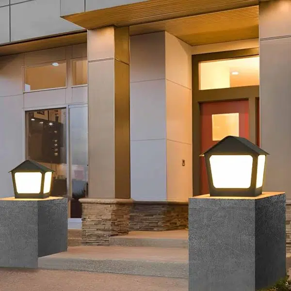 Cottage Shaped LED Waterproof Black Modern Solar Fence Post Lights Pillar Light - Image 8