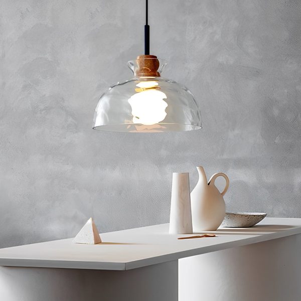 Round Creative Glass Wood Japanese Style Pendant Lights Small Chandelier - Image 6