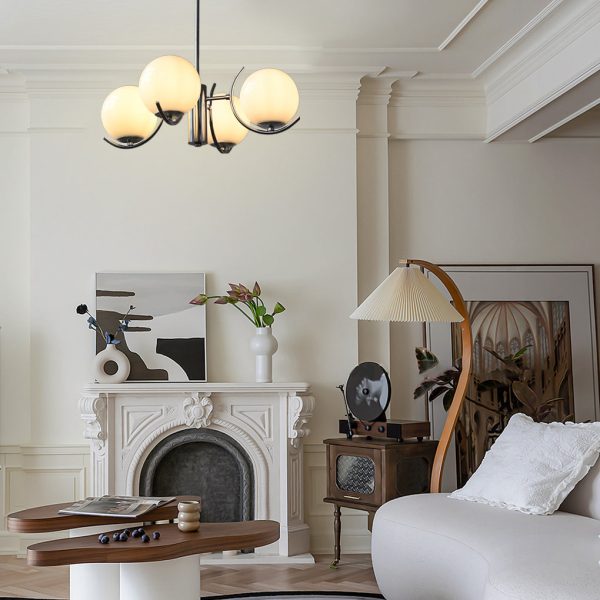 4/5 Lights Glass Globe Ball Electroplating Iron Nordic Chandelier Light - Image 3