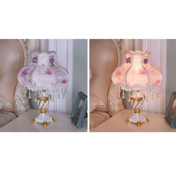 European Luxury  Fabric Lace Resin 1-Light Table Lamp - Image 20