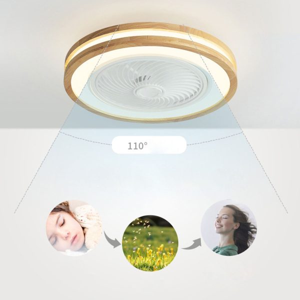 Modern Minimalist Wood Geometric LED Flush Mount Ceiling Fan Light - Image 22