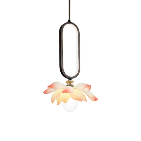 Creative Lotus Flowers Luminous Copper Oval Ring LED Modern Pendant Lights - Image 26