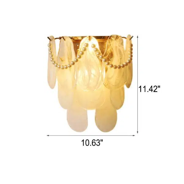 French Light Luxury Glass Shell Pearl 2-Light Wall Sconce Lamp - Image 6
