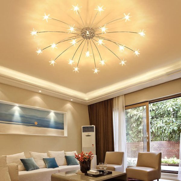 Contemporary Creative Full Of Star Iron 12/21/28 Light Flush Mount Ceiling Light For Living Room - Image 9