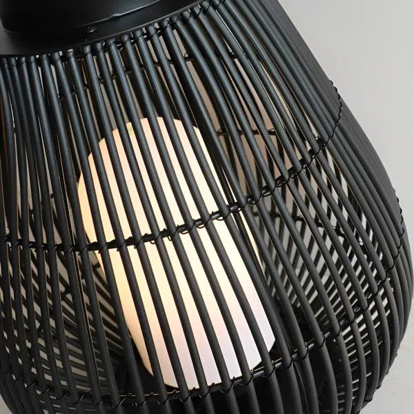 Portable Black Modern Iron Woven E27 Pillar Accent Outdoor Lantern - Image 10