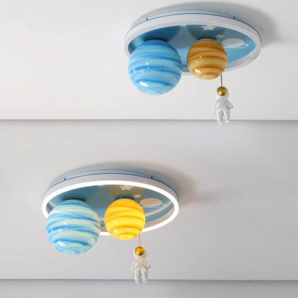 Astronaut Planet Round Kids Flush Mount Ceiling Light - Image 9