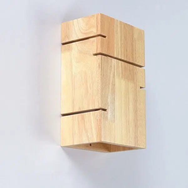 Japanese Minimalist Wooden Square 2-Light Wall Sconce Lamp - Image 5
