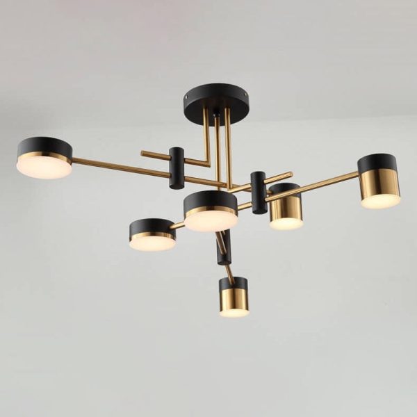 Modern Minimalist Black Gold Balanced 4-8 Light Semi-Flush Mount Light - Image 19