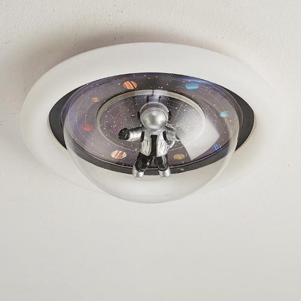 Contemporary Creative Cartoon Planet Resin Astronaut Acrylic Round Shade LED Kids Flush Mount Ceiling Light For Bedroom - Image 16