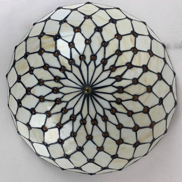 Traditional Tiffany Round Shell Bead Stained Glass 2-Light Flush Mount Ceiling Light For Hallway - Image 33