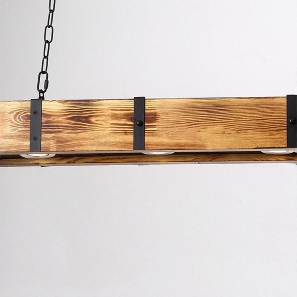 Traditional Vintage Solid Wood Long Bar LED Island Light Chandelier For Dining Room - Image 8