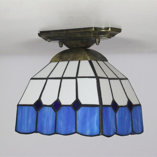 Tiffany Stained Glass Dome 1-Light Semi-Flush Mount Ceiling Light - Image 12