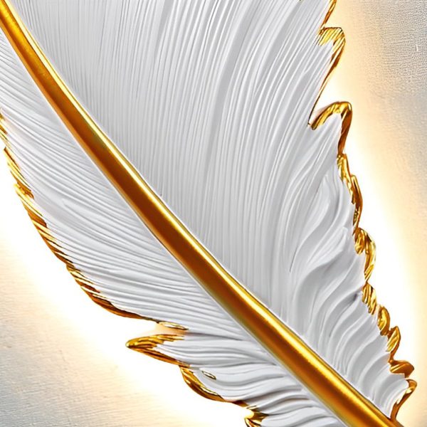 Modern Art Decorative Resin Feather LED Strip Dimmable White Wall Sconces - Image 6