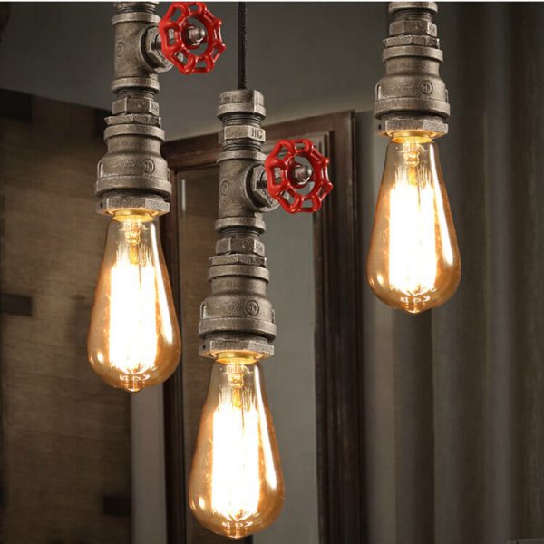 Industrial Retro Water Pipe Aged Metal 1-Light Pendant Light - Image 2