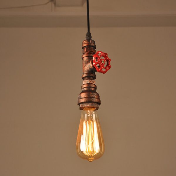 Industrial Retro Water Pipe Aged Metal 1-Light Pendant Light - Image 6