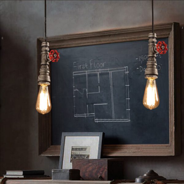 Industrial Retro Water Pipe Aged Metal 1-Light Pendant Light - Image 4