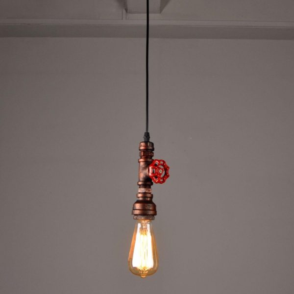 Industrial Retro Water Pipe Aged Metal 1-Light Pendant Light - Image 5