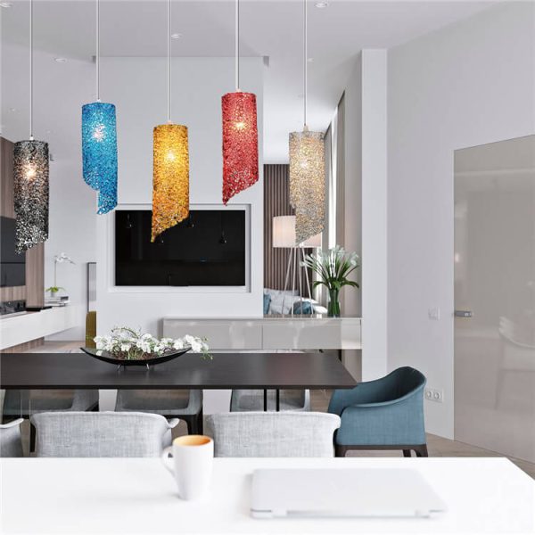 Modern Colorful  Aluminum Wire 1-Light Cylinder Spiral Pendant Light - Image 2