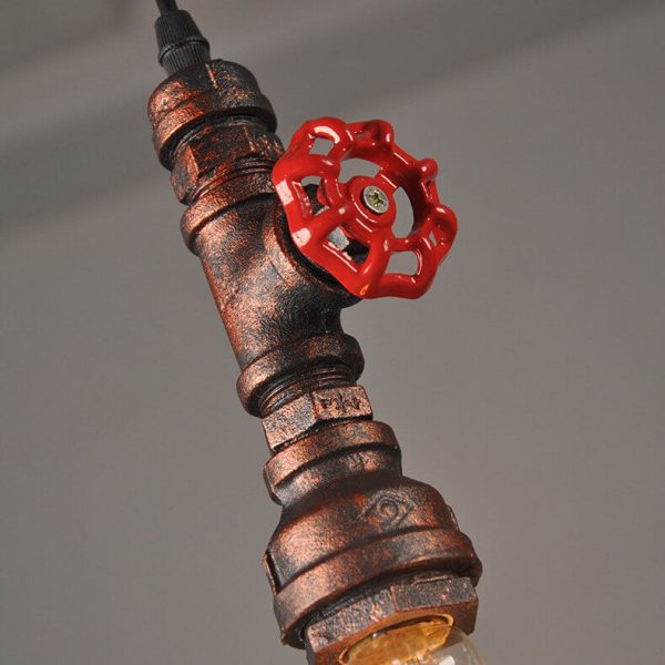 Industrial Retro Water Pipe Aged Metal 1-Light Pendant Light - Image 8