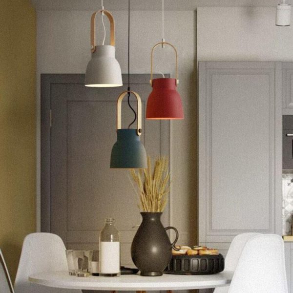 Modern Nordic 1-Light Dome Wood Carrying Handle Pendant Light - Image 3