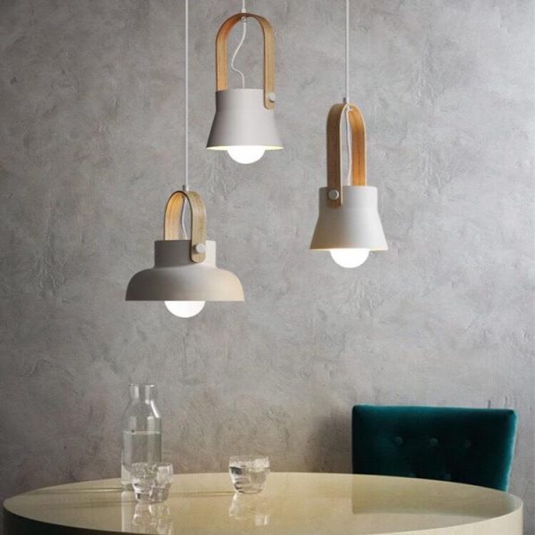 Modern Nordic 1-Light Dome Wood Carrying Handle Pendant Light - Image 4