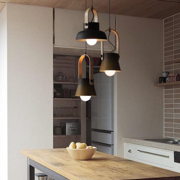 Modern Nordic 1-Light Dome Wood Carrying Handle Pendant Light - Image 5
