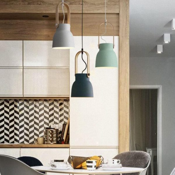 Modern Nordic 1-Light Dome Wood Carrying Handle Pendant Light - Image 7