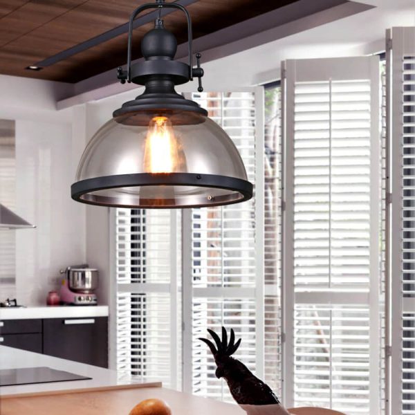 Retro Glass Shade 1-Light Single Dome  Pendant Light - Image 3