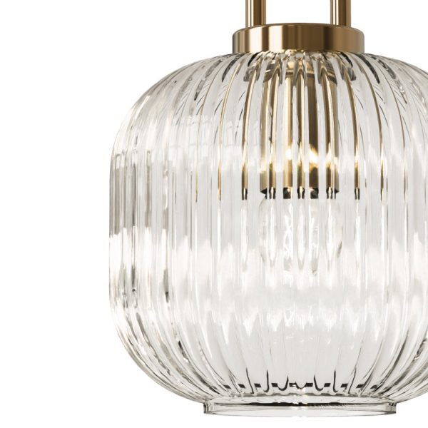 Contemporary Nordic Round Oval Pumpkin Stainless Steel Striped Glass 1-Light Pendant Light For Living Room - Image 9