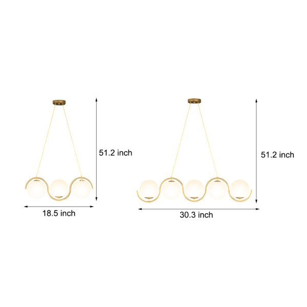 3/5-Light Wavy Linear Island Light with Ball Glass Shade for Dining Room - Image 7