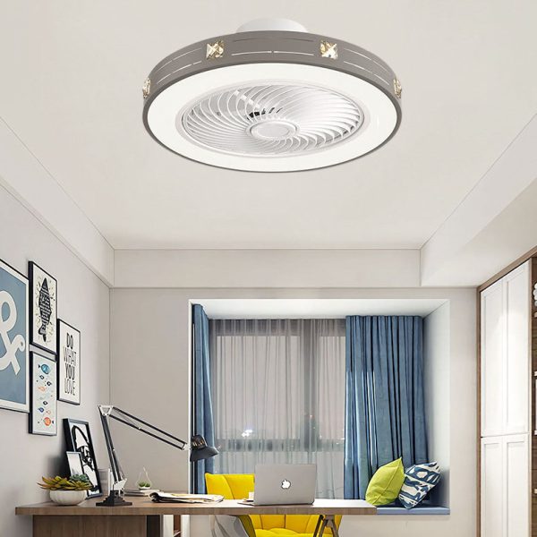 Modern Minimalist Solid Color Iron Copper LED Flush Mount Ceiling Fan Light - Image 18