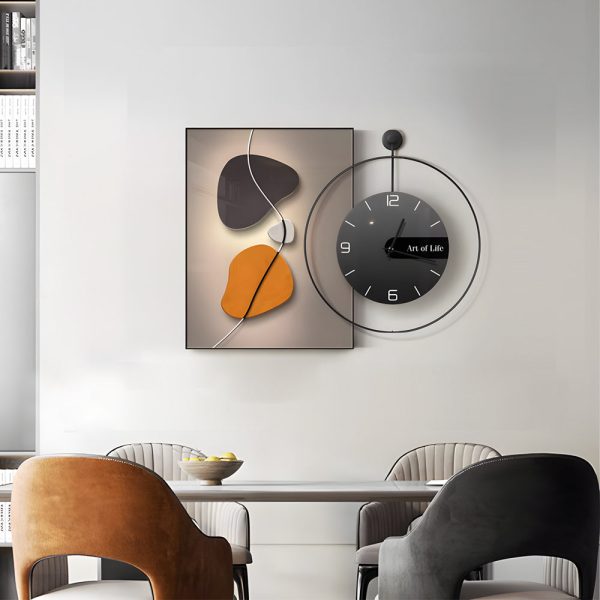 Geometric Silent Wall Clock Canvas Painting Wall Art Decor - Image 2