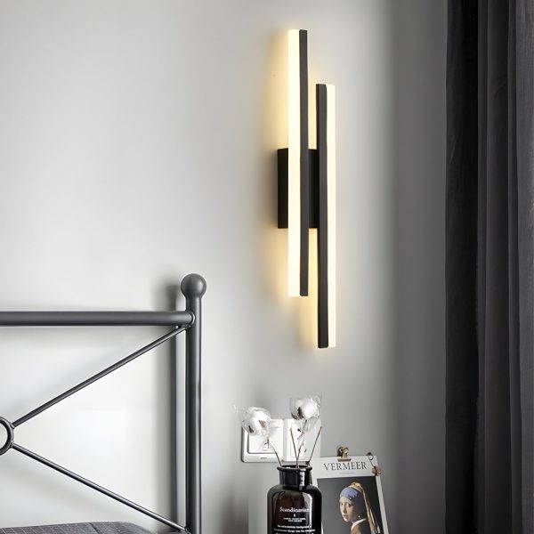 Modern 2-Light Linear LED Wall Lamp with 3-Step Dimming - Black/Gold Wall Sconce - Image 5
