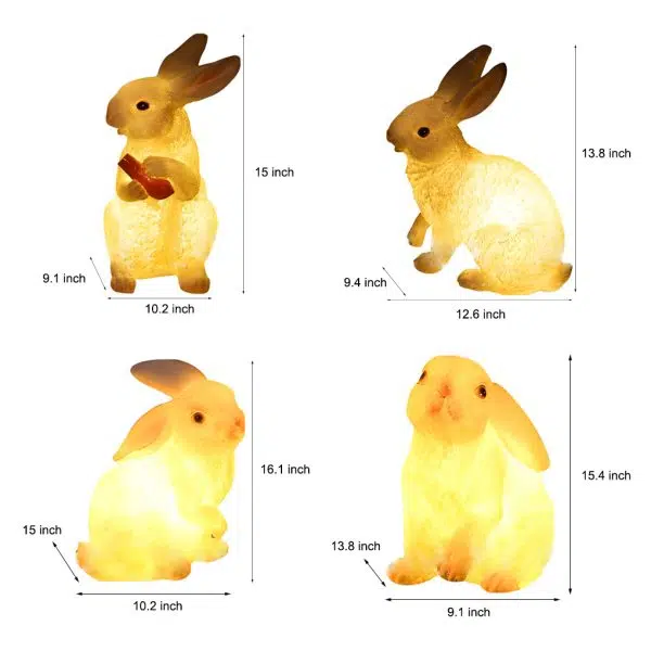Resin and Fiberglass Rabbit Garden Lights Modern Waterproof Outdoor Lighting - Image 7