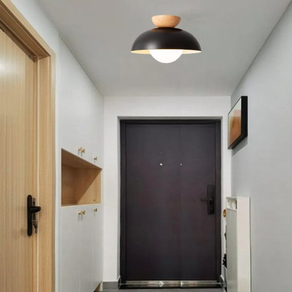 Modern Minimalist Round Iron Glass 1-Light Semi-Flush Mount Ceiling Light For Living Room - Image 5