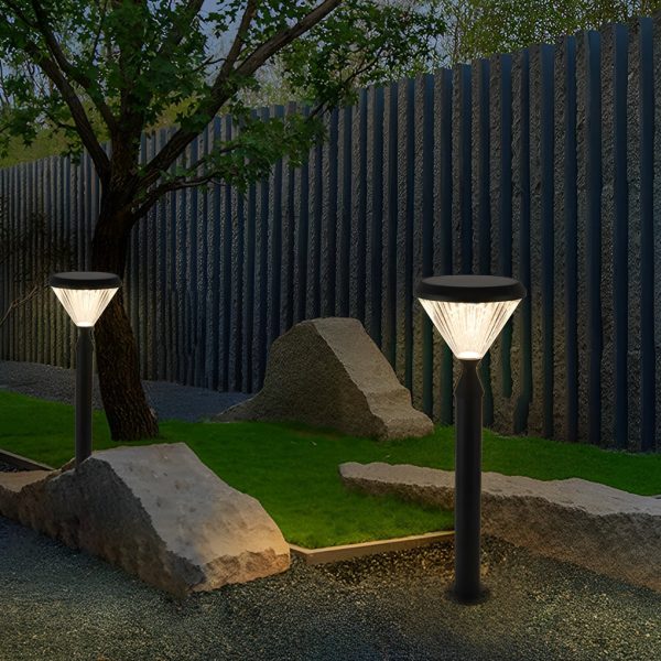 Round Waterproof Light Control LED Black Modern Solar Outdoor Lights - Image 10