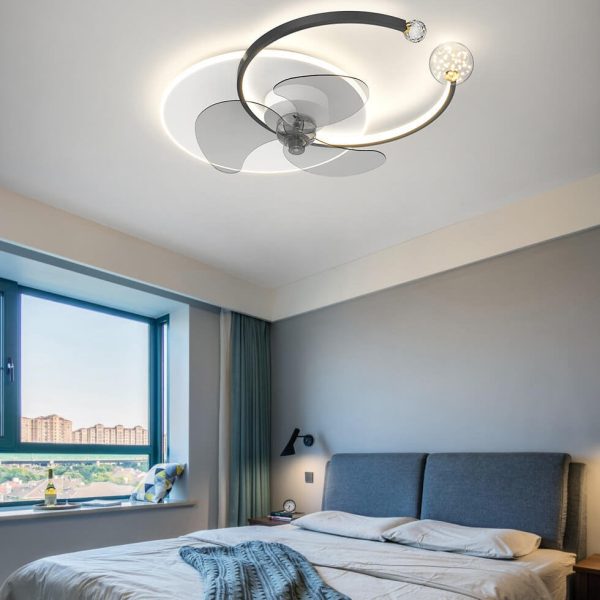 Luxury Double Ring Combination Design LED Flush Mount Fan Light - Image 13