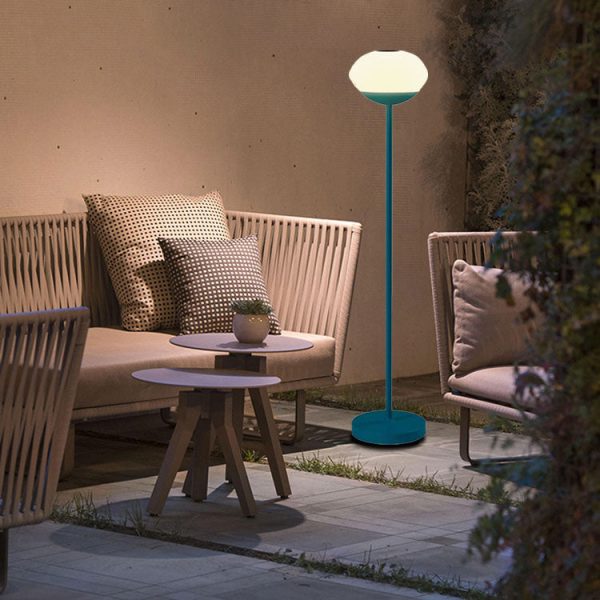 Solar Modern Minimalist Wrought Iron PE Oval LED Outdoor Standing Floor Lamp - Image 15