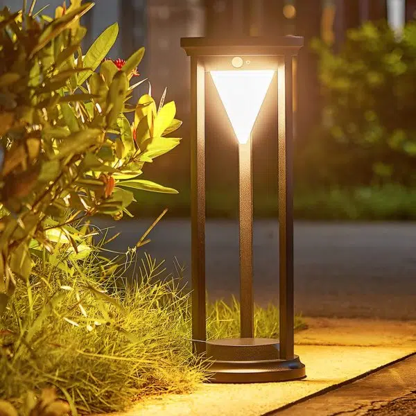 Adjustable Brightness LED Solar Path Lights Outdoor Black Modern Lawn Lamp