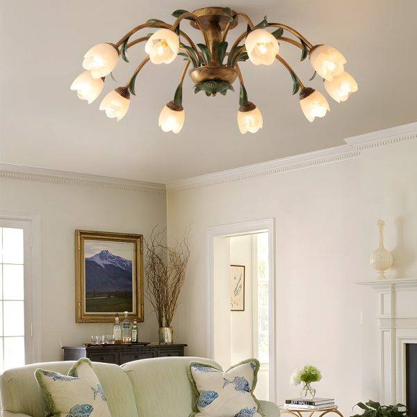 Pastoral Creative Flowers 3 Step Dimming American Style Ceiling Light Fixture - Image 6